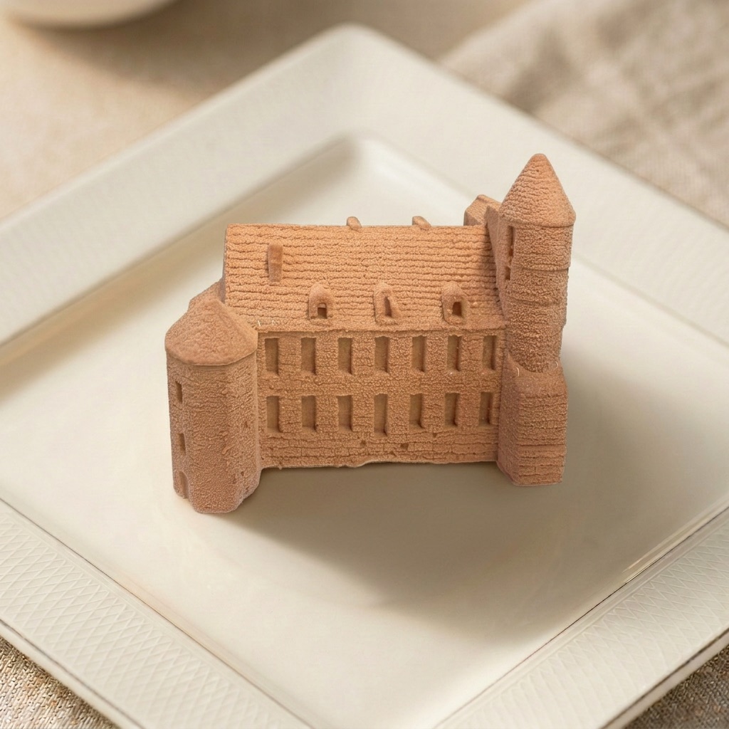 Pâtisserie trompe-l'œil reproduisant le Château de Pont-l'Abbé, création Mocha Blanc
